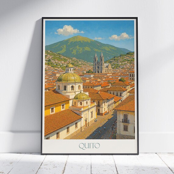 Quito Ecuador Old Town Churches Mountains Cityscape Travel Poster