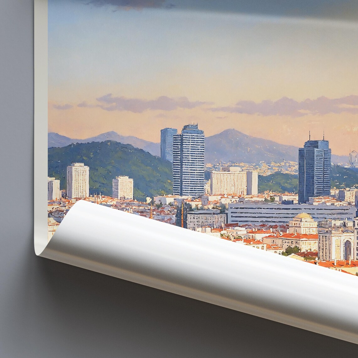 Ankara Turkey Modern City Skyline at Sunset Painted Travel Poster - Image 4