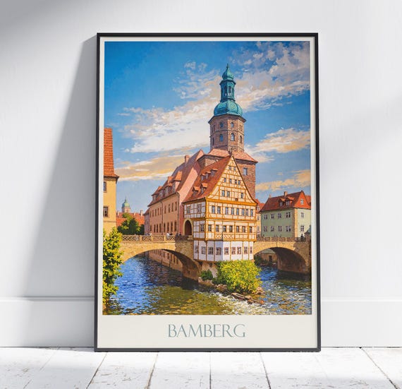 Bamberg Travel Print Germany Travel Poster Painted Wall Art Print Home Decor Framed Personalized Print Vacation Travel Gift