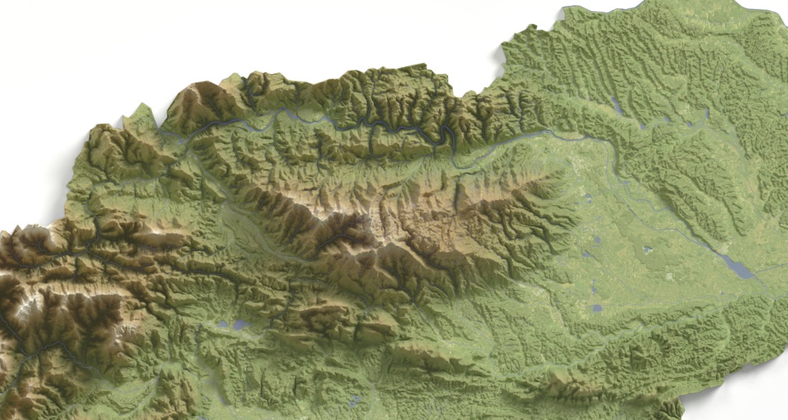 Slovenia Minimalist Green Shaded Relief Topographic Map Poster - Image 3