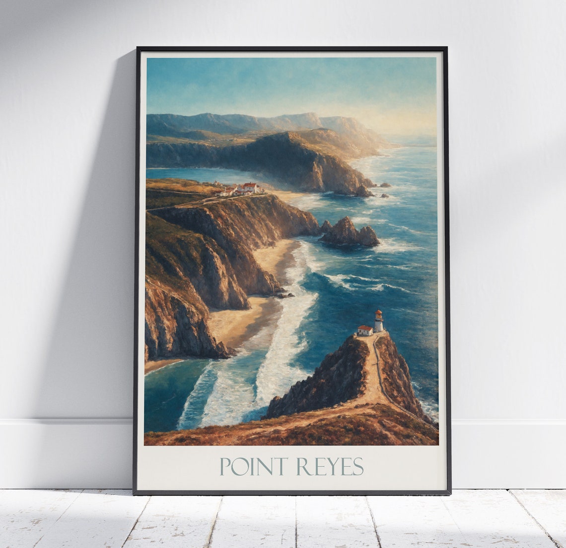 Point Reyes California Lighthouse Sea Cliffs Coastal View Poster