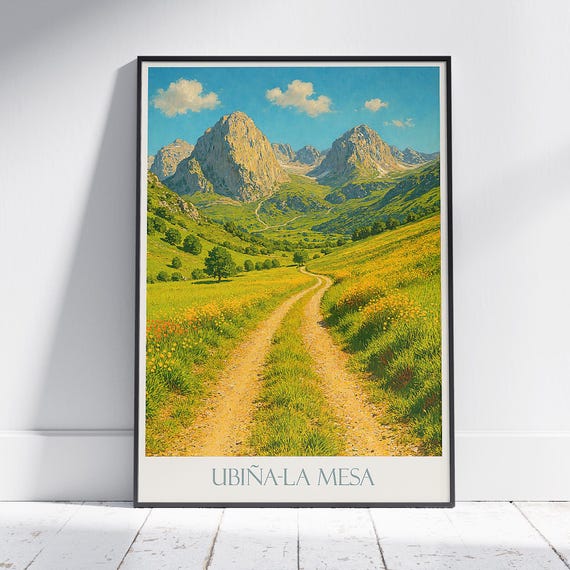 Ubiala Mesa Travel Poster Spain Mountains Vintage Landscape Art Print Rustic Nature Decor Hiking Gift