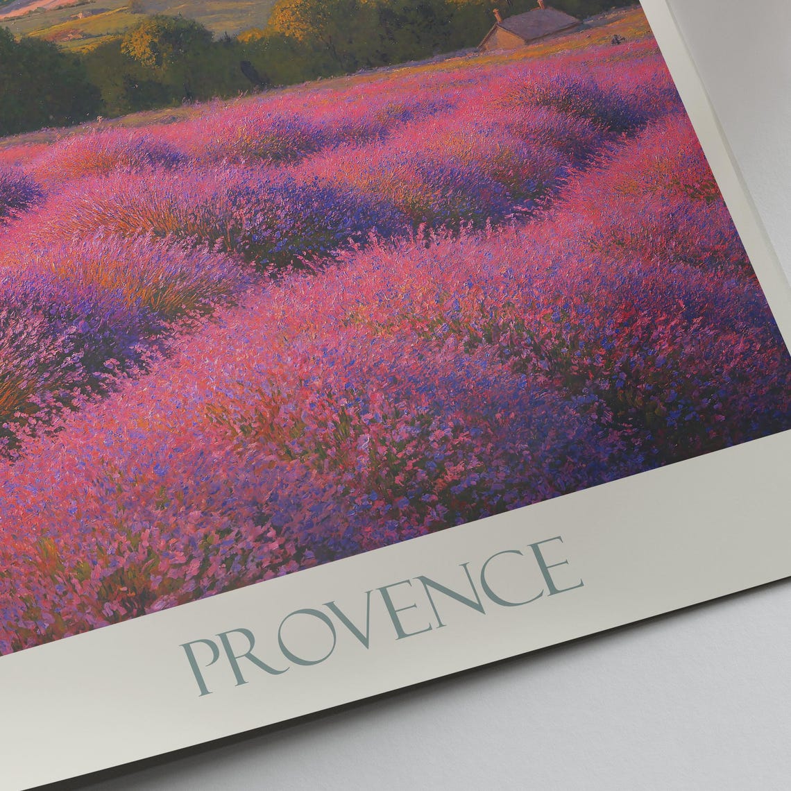 Provence France Lavender Fields Sunset Painted Travel Poster - Image 3