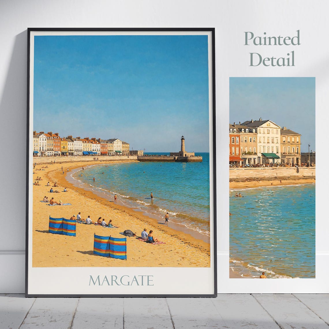 Margate England Seaside Beach Pier Lighthouse Painted Poster