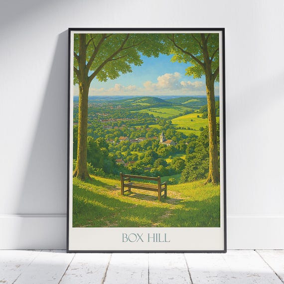 Box Hill Travel Poster Surrey England View Print Scenic Countryside Art Hiking Gift
