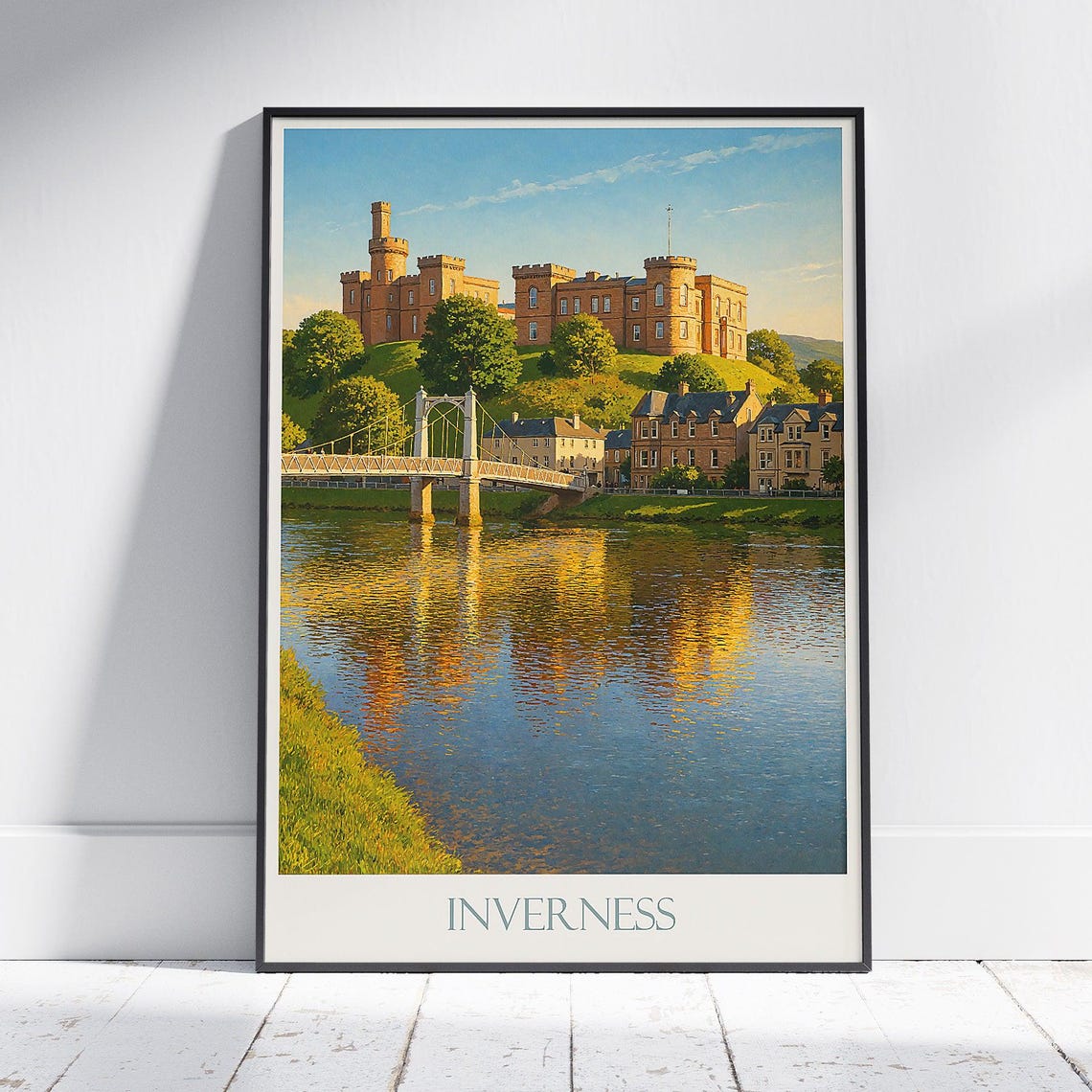 Inverness Scotland Castle on the River Ness Travel Art Poster