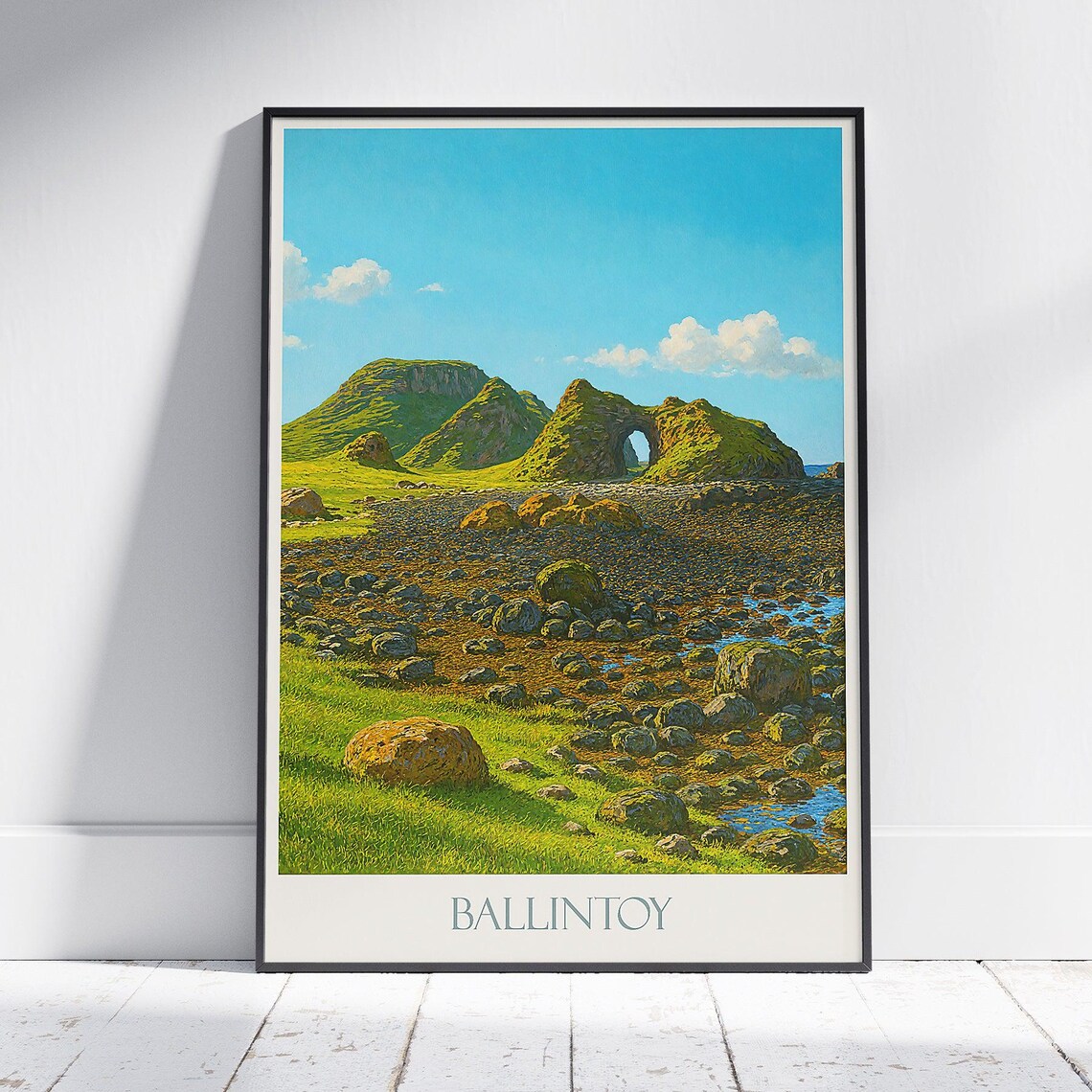 Ballintoy Northern Ireland Rocky Coast Vintage Travel Poster