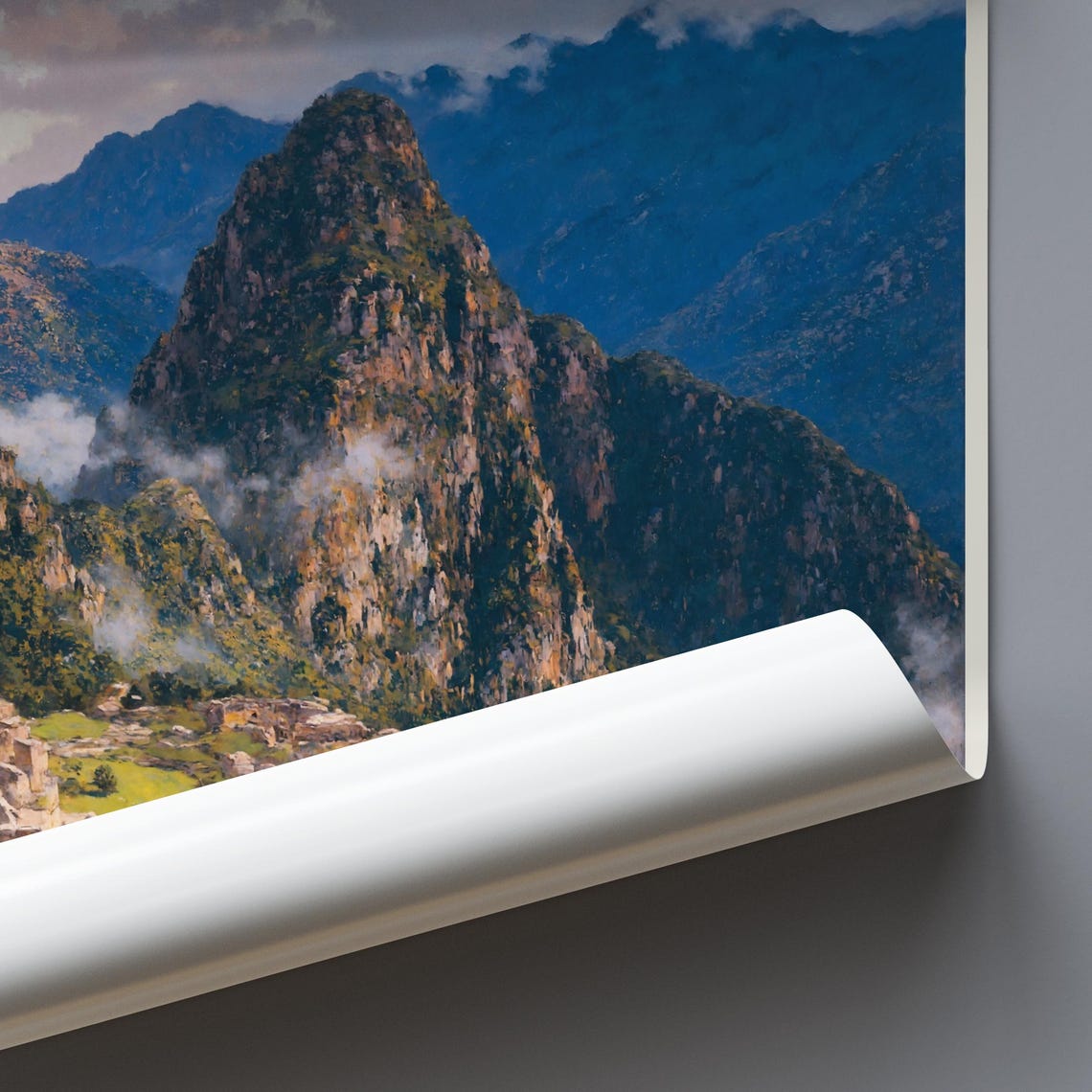 Machu Picchu Peru Inca Ruins Mountain Citadel Painted Travel Poster - Image 3