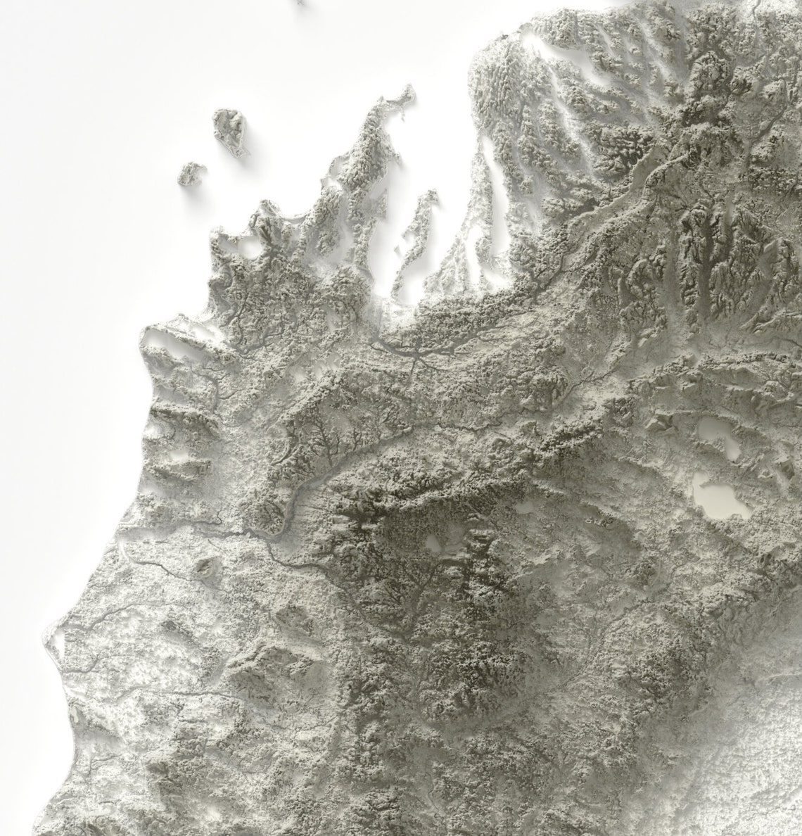 Michigan Minimalist Shaded Relief Topographic State Map Art Print - Image 2