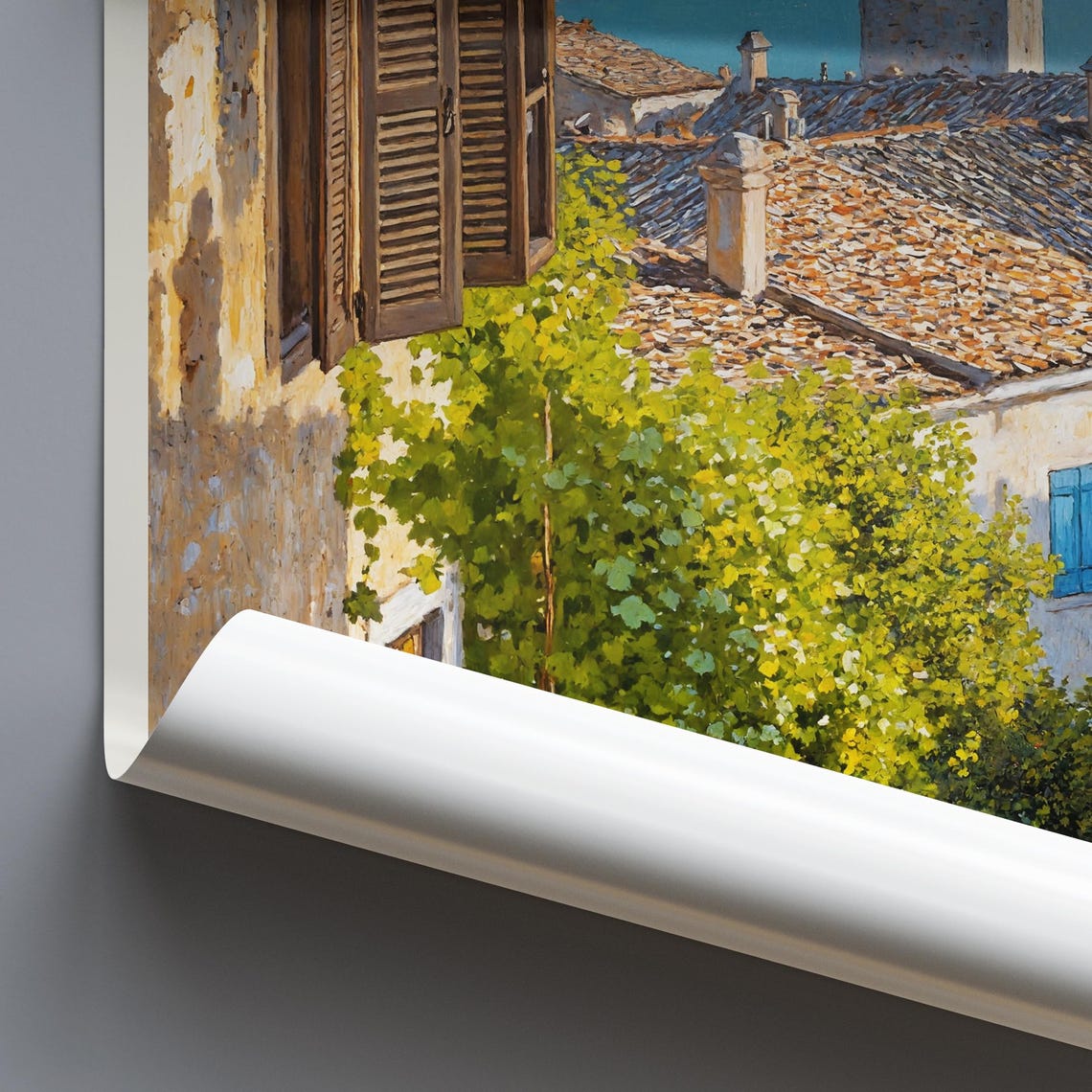 Motovun Croatia Hilltop Old Town Rooftops Painted Travel Poster