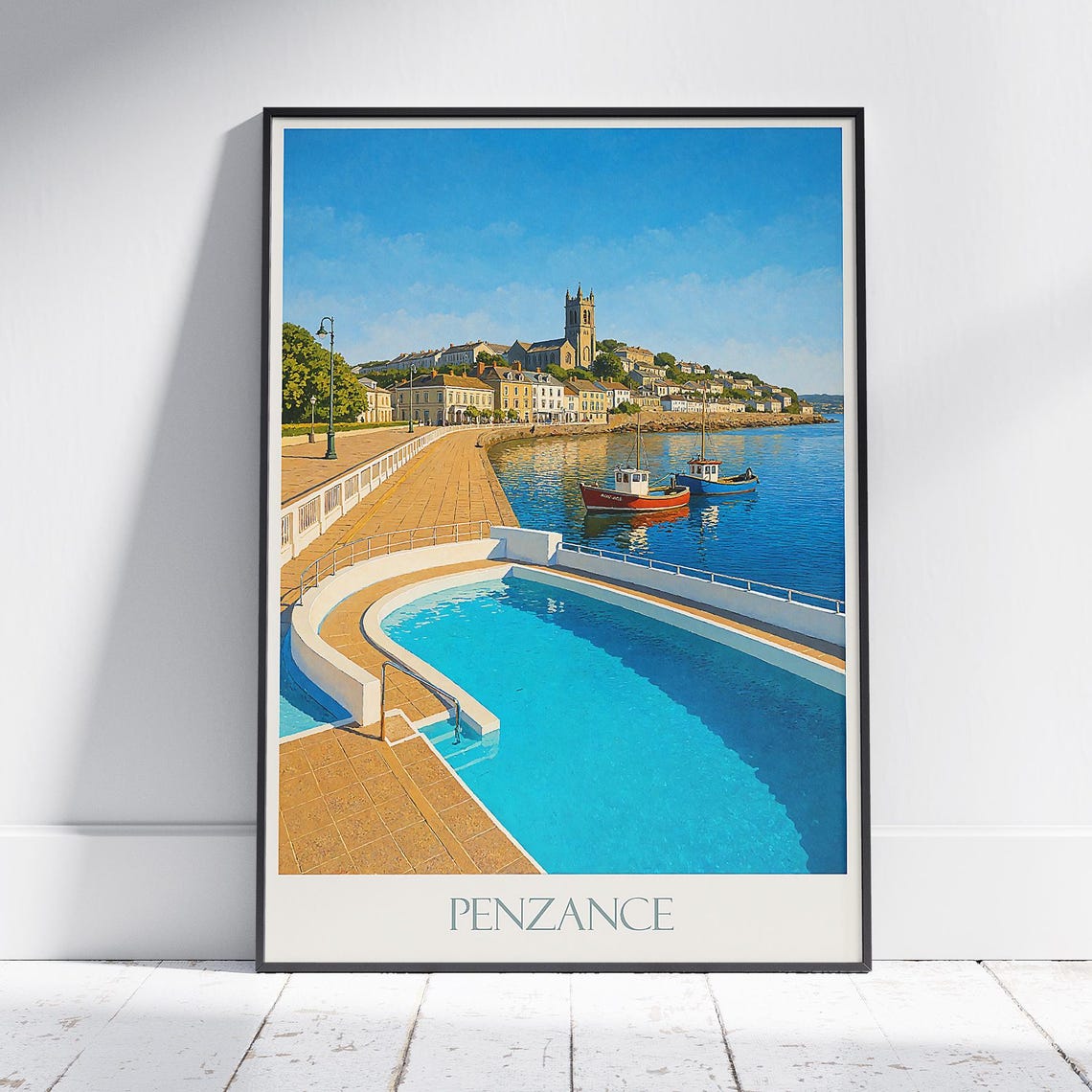 Penzance Cornwall Victorian Promenade Art Deco Pool Travel Poster