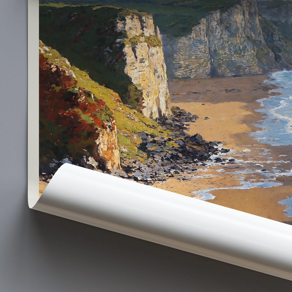 Yorkshire England Sea Cliffs Sandy Beach Coast Travel Poster - Image 3