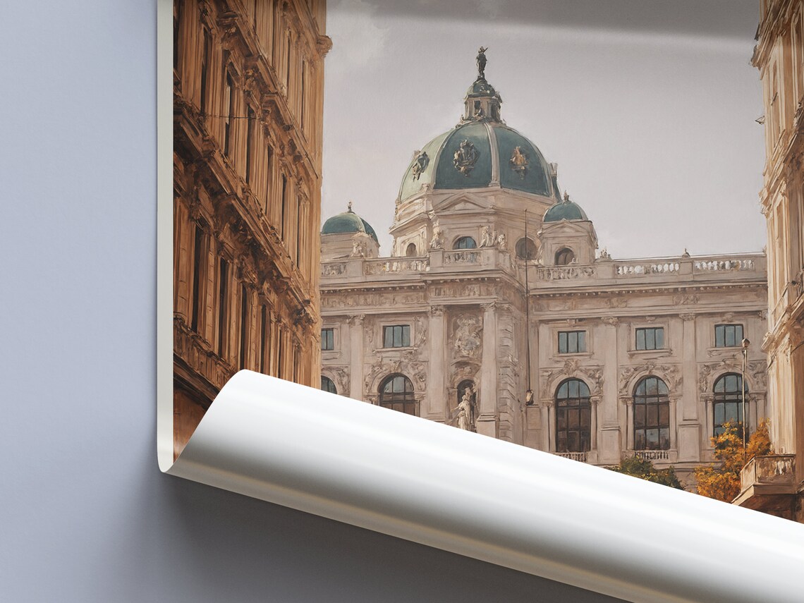 Vienna Austria Grand Palace Autumn Street Historic City Painted Poster - Image 3