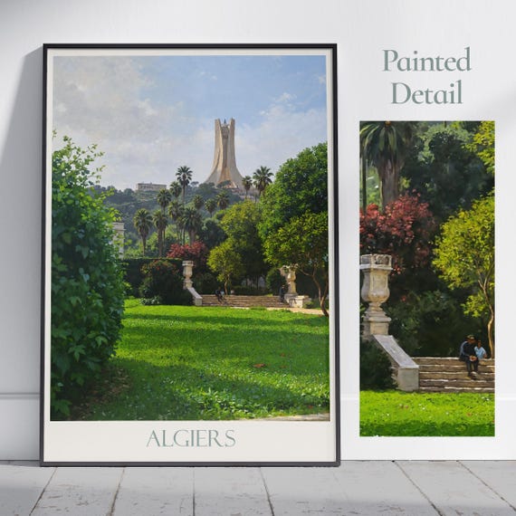 Algiers Travel Print Algeria Travel Poster Painted Wall Art Print Home Decor Framed Personalized Print Vacation Travel Gift