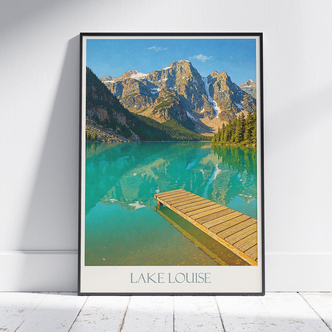 Lake Louise Canada Turquoise Alpine Lake Dock Mountain Travel Poster