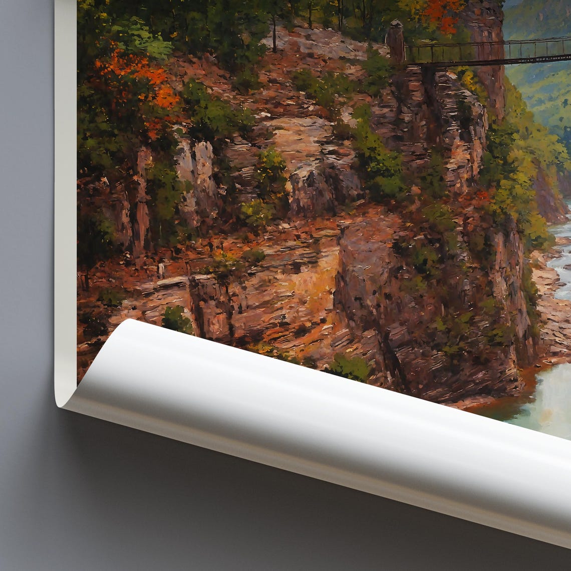 Tallulah Gorge Georgia Painted Travel Poster Bridge River Canyon - Image 3