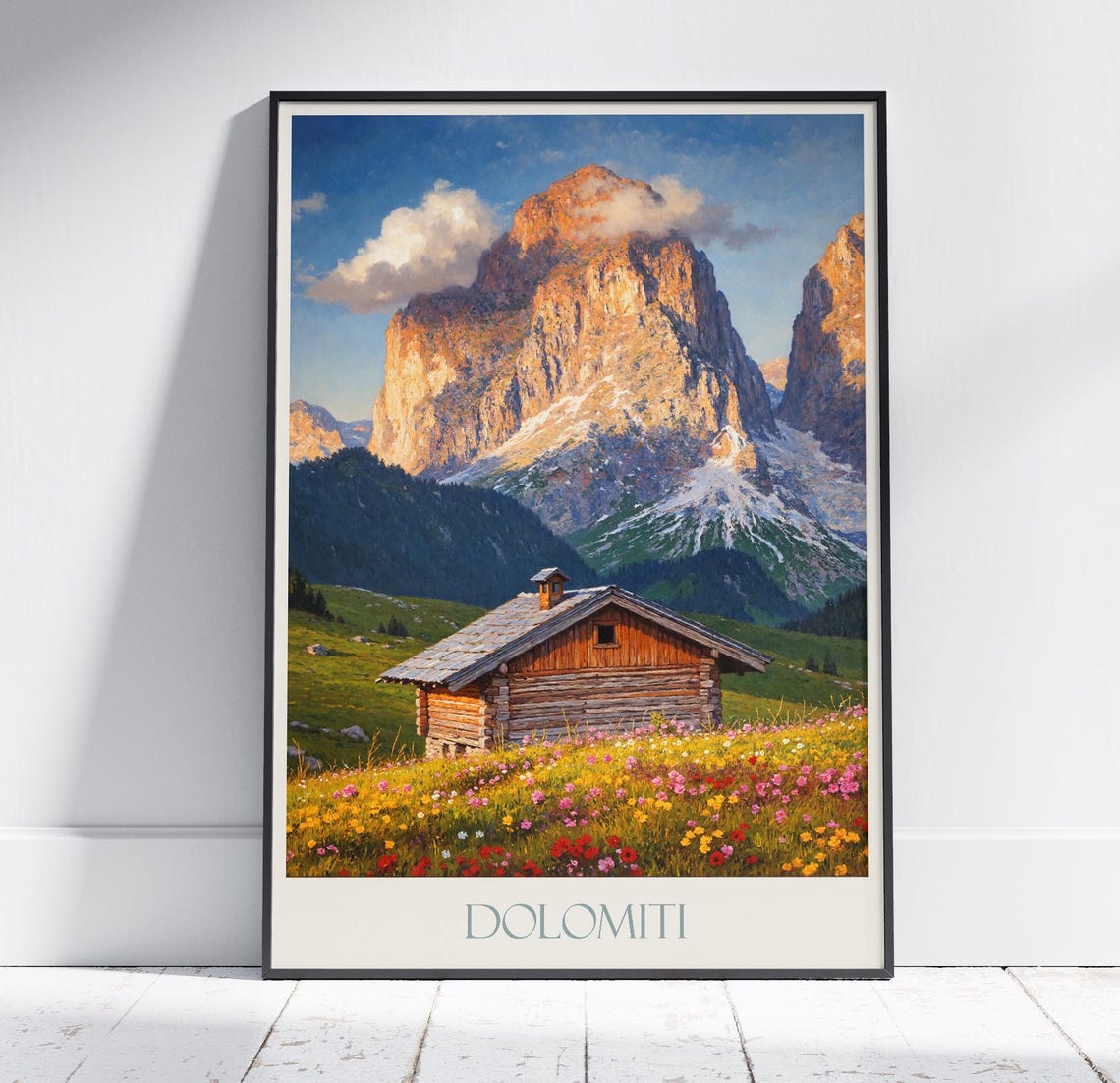 Dolomites Travel Print Travel Poster Painted Wall Art Print Home Decor Framed Personalized Print Vacation Travel Gift