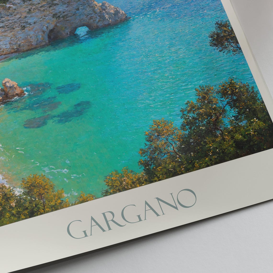 Gargano Sunny Rocky Cove Beach Cliffs Puglia Italy Travel Poster - Image 3