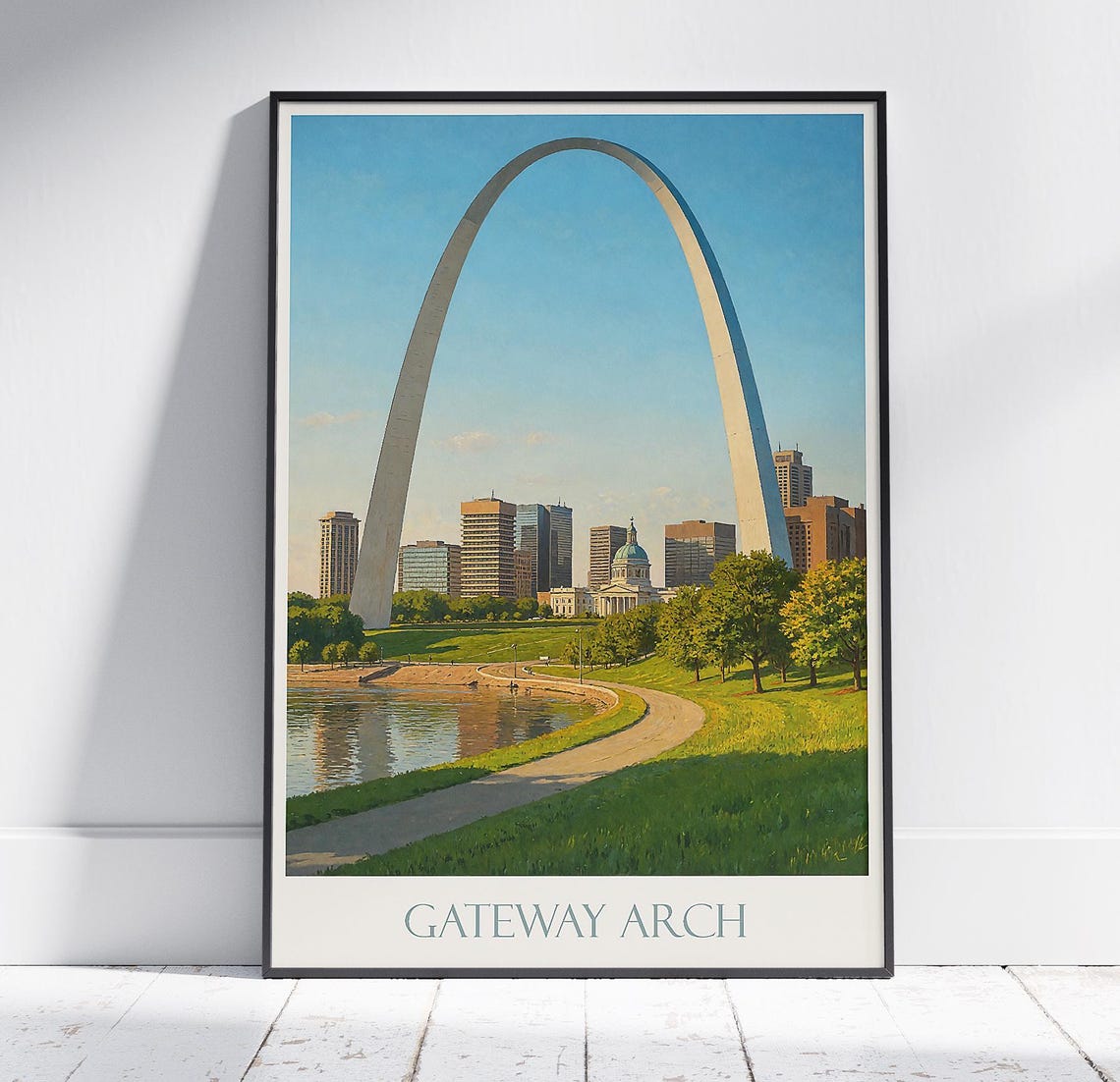 Gateway Arch St Louis Riverfront Trail Skyline Travel Poster