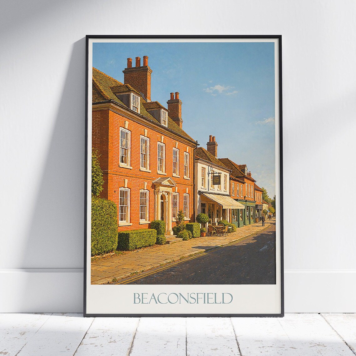 Beaconsfield English Village Brick Houses Street Vintage Art Poster