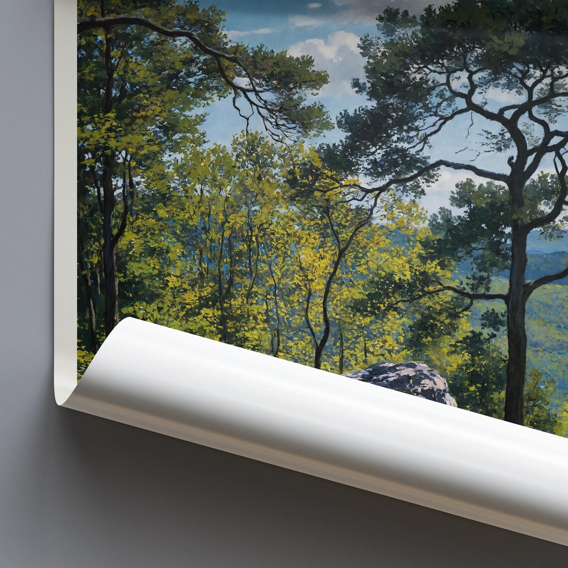 Fontainebleau France Forest Trees and Rocky Outcrop Travel Art Poster
