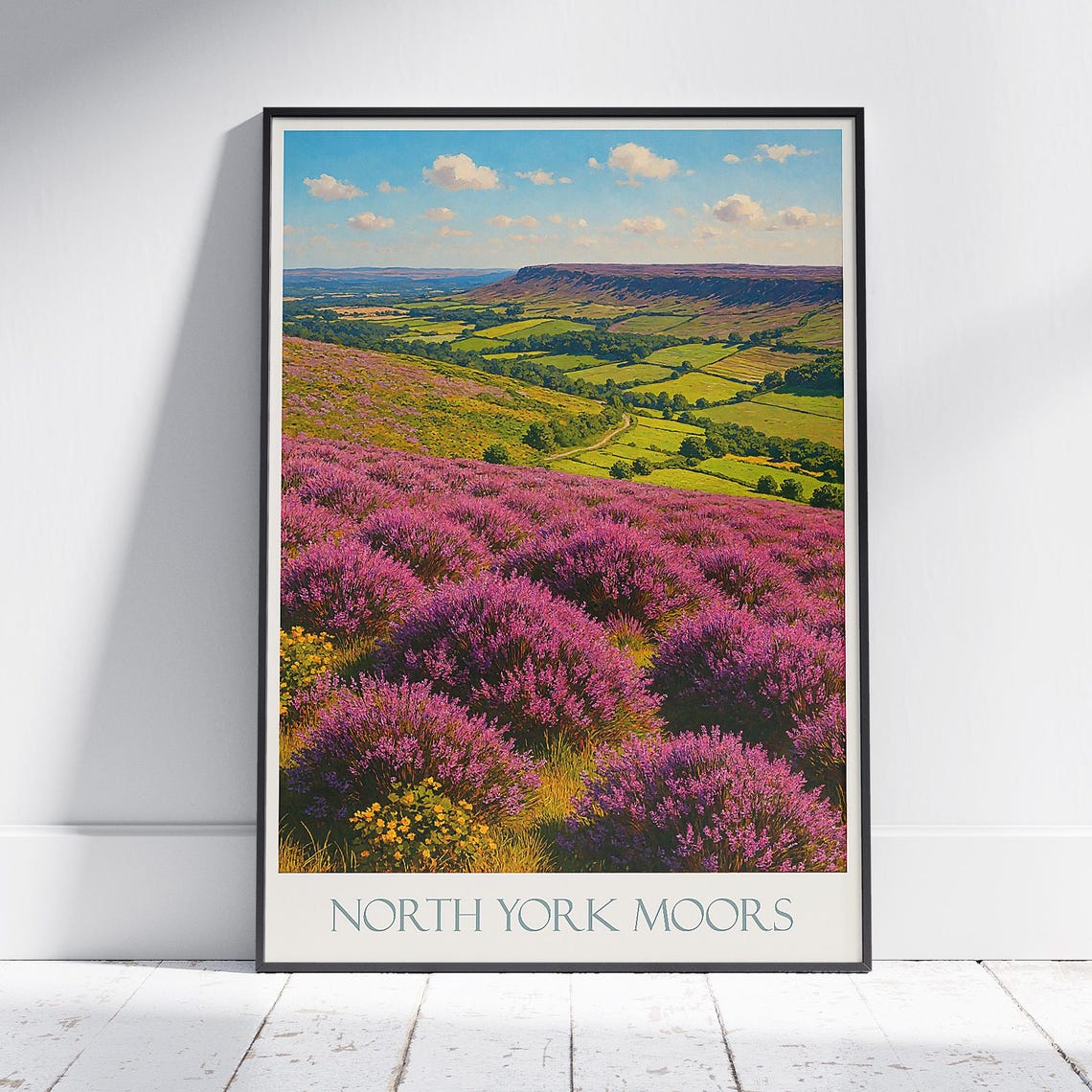 North York Moors Purple Heather Moorland Valley Travel Poster