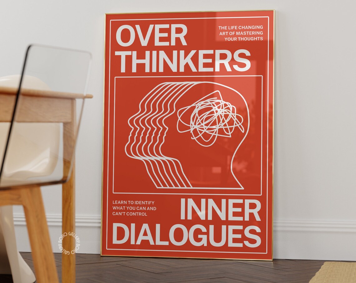 Overthinkers Orange Trippy Retro Surreal Poster