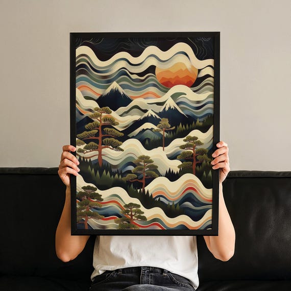 Mount Fuji Print Minimalist Japanese Zen Landscape