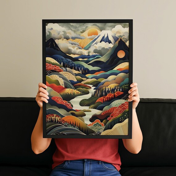 Mount Fuji Japanese Landscape Art Print Zen Asian Decor