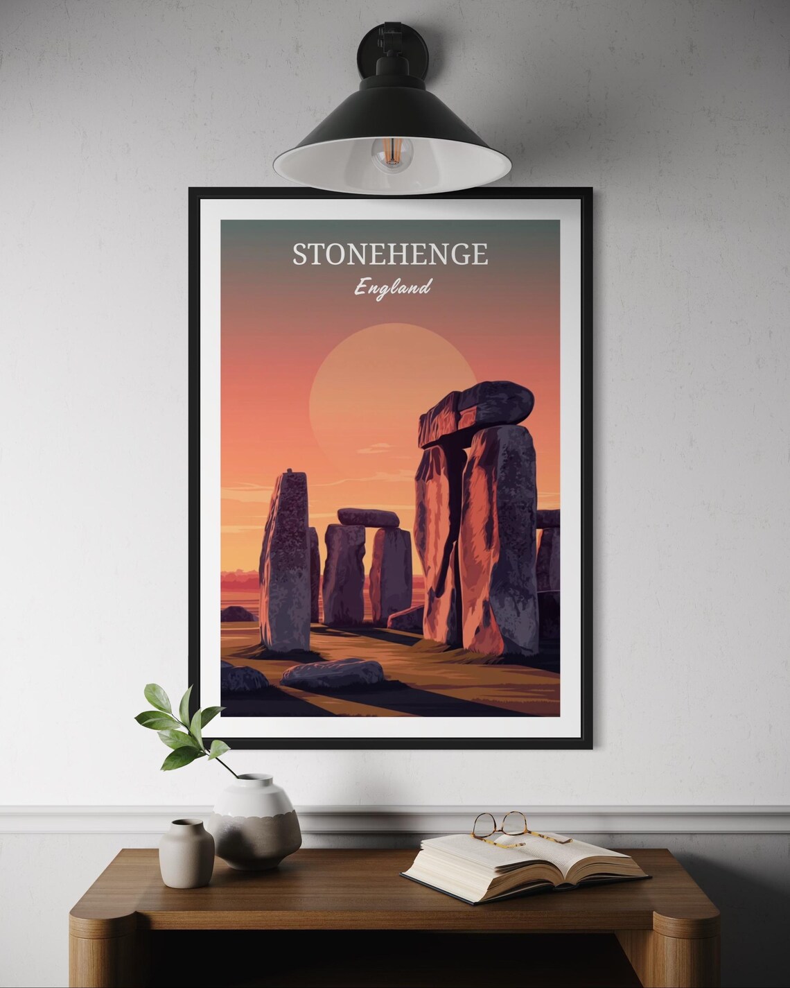 Stonehenge England Ancient Stones Sunset Landmark Travel Poster