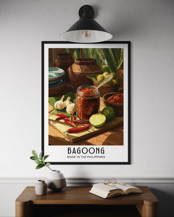 Bagoong Poster Filipino Shrimp Paste Wall Art Tropical Kitchen Decor Southeast Asian Condiment Print Philippines Ingredients Asia Food