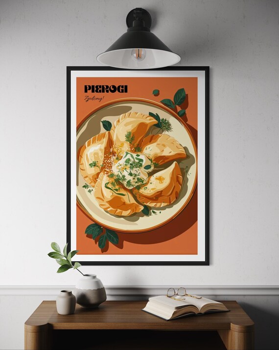 Savory Pierogi Zjedzmy Polish Dumpling Dish Retro Food Art Poster
