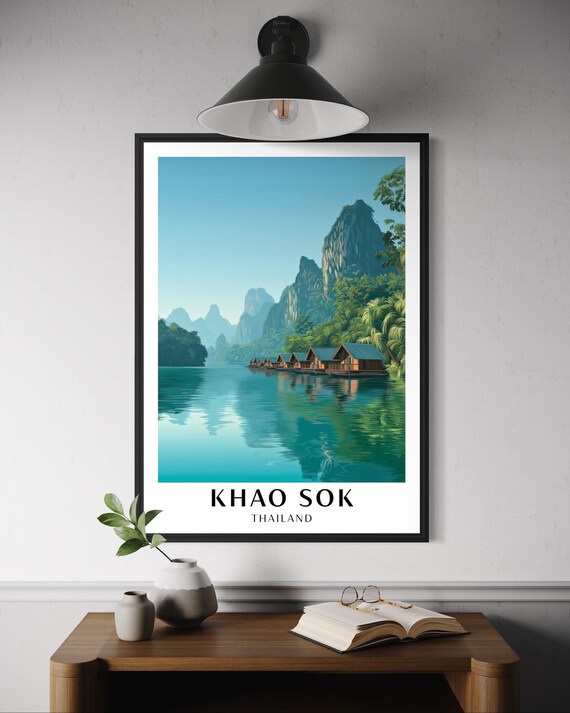 Khao Sok Lake Poster Thailand National Park Tropical Jungle Limestone Cliffs Thail Cultural Travel Wall Art Southeast Asia Artwork