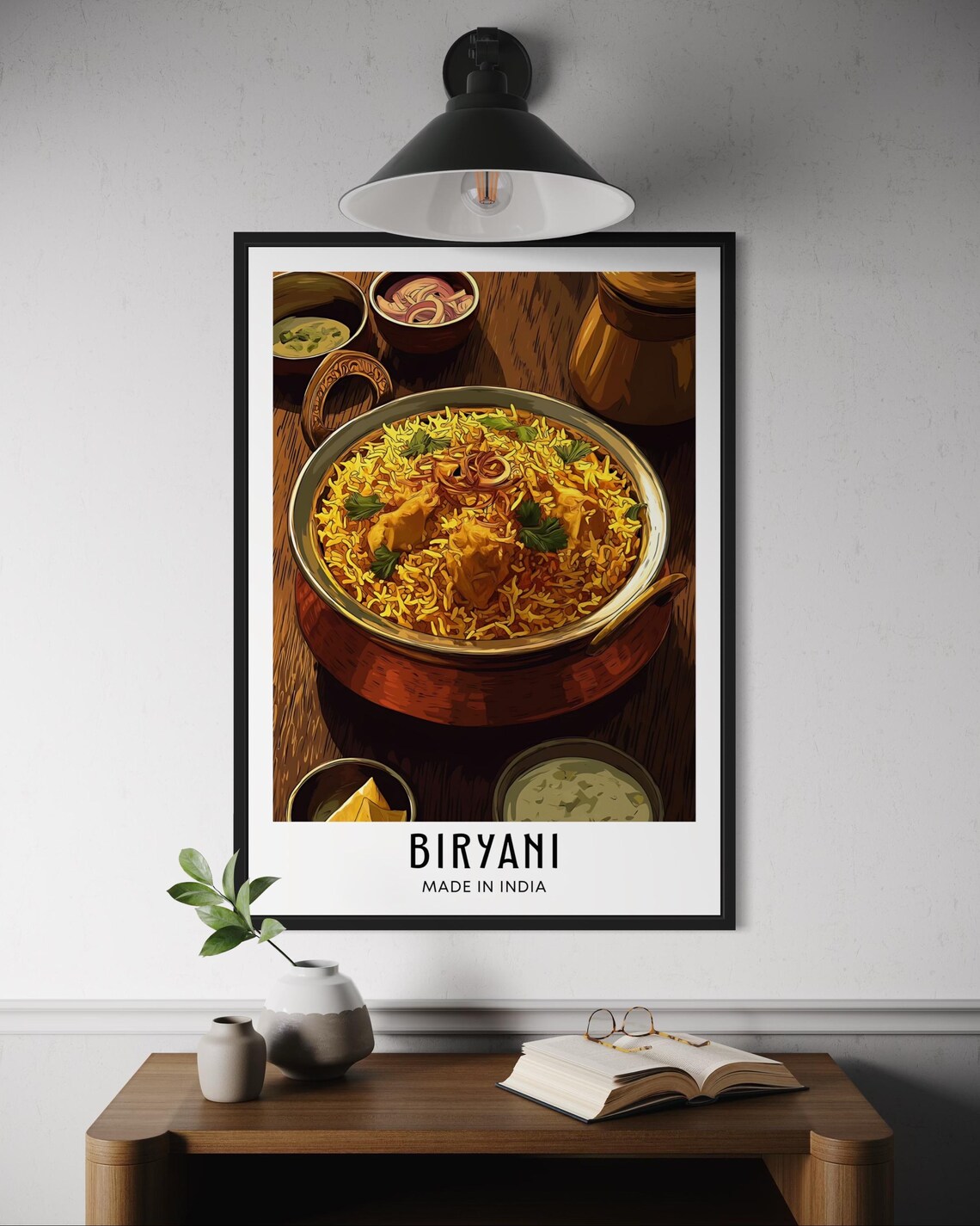 Biryani India Chicken Rice Copper Handi Pot Traditional Food Art Poster