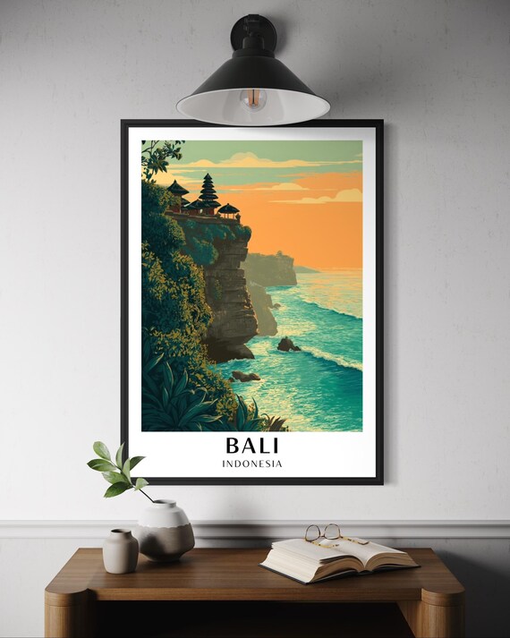 Uluwatu Temple Bali Poster Cliffside Ocean Wall Art Tropical Travel Print Indonesia Nature Decor Adventure Southeast Asia