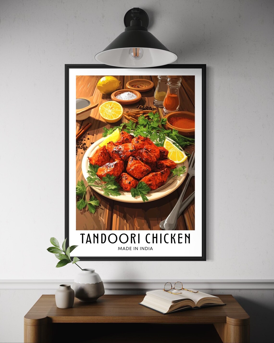 Tandoori Chicken Platter Food Art Poster Made In India Kitchen Decor