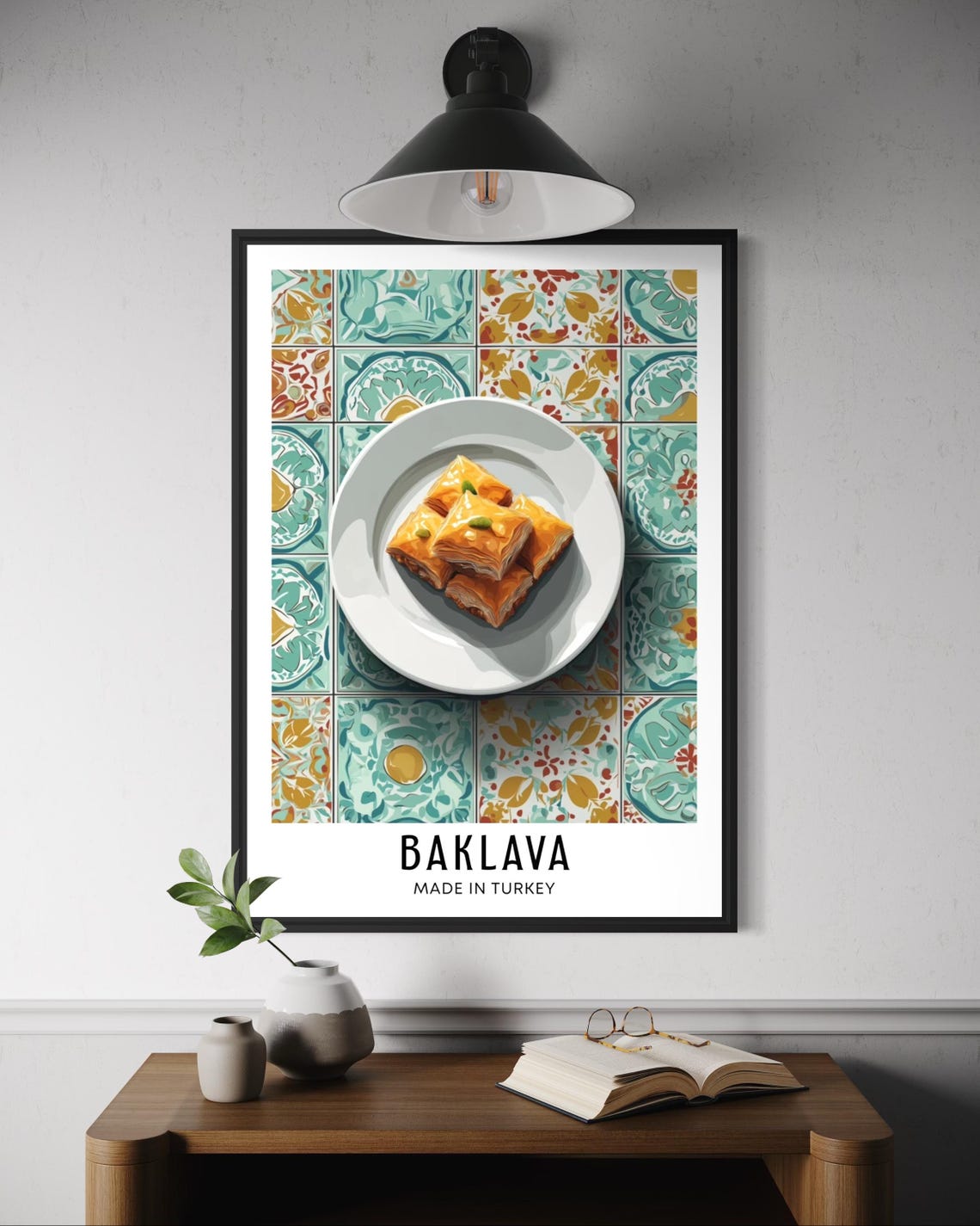 Baklava Poster Turkish Dessert Wall Art Sweet Pastry Print Middle Eastern Food Artwork Mediterranean Kitchen Decor Turkey
