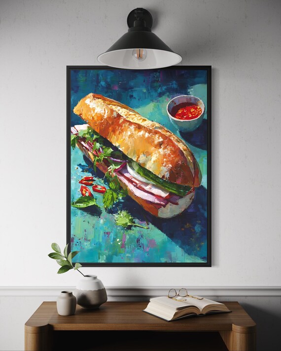 Banh Mi Poster Vietnamese Sandwich Wall Art Painterly Food Illustration Kitchen Decor Vietnam Cuisine Print Southeast Asia Artwork