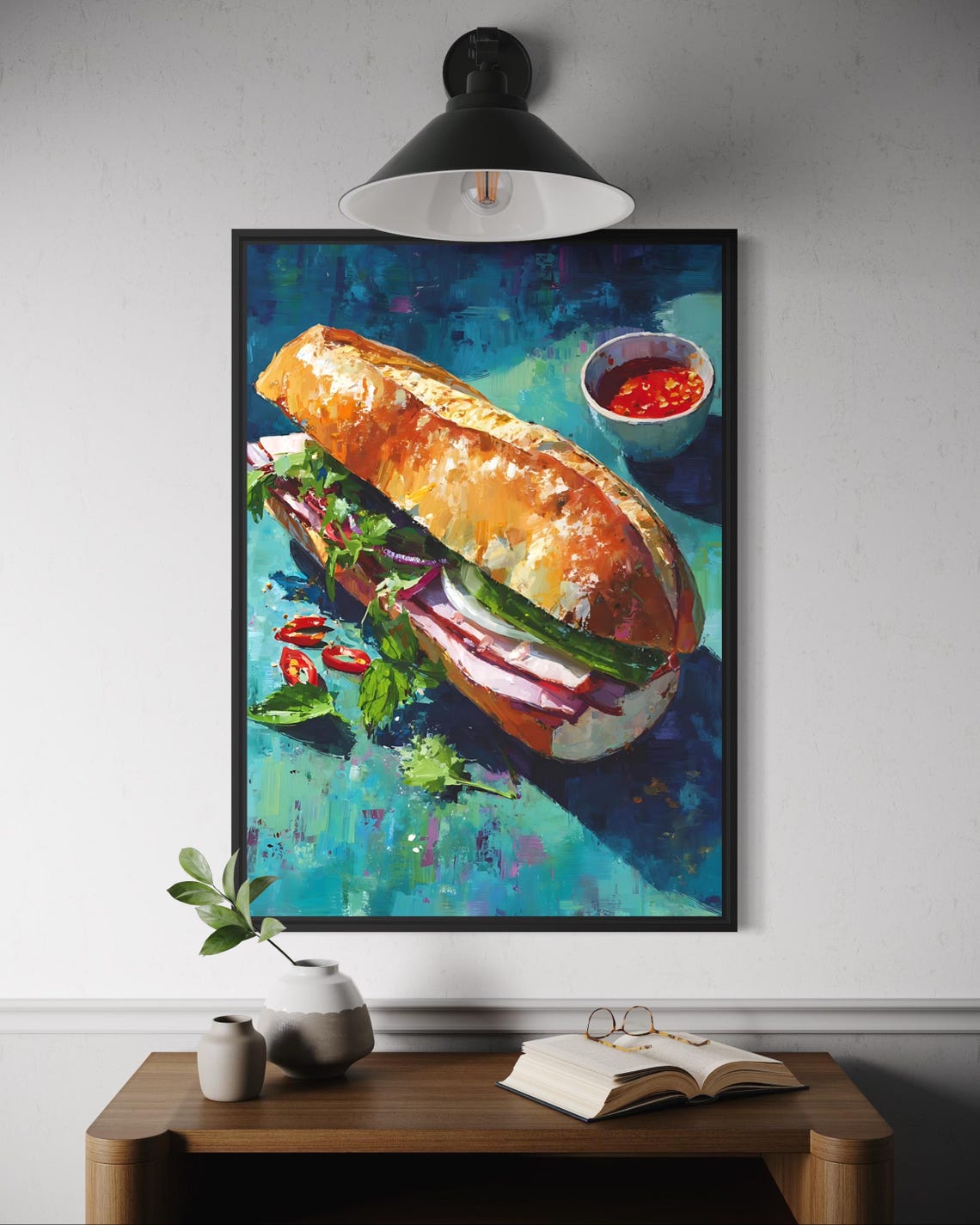 Banh Mi Vietnamese Baguette Sandwich Painterly Kitchen Poster