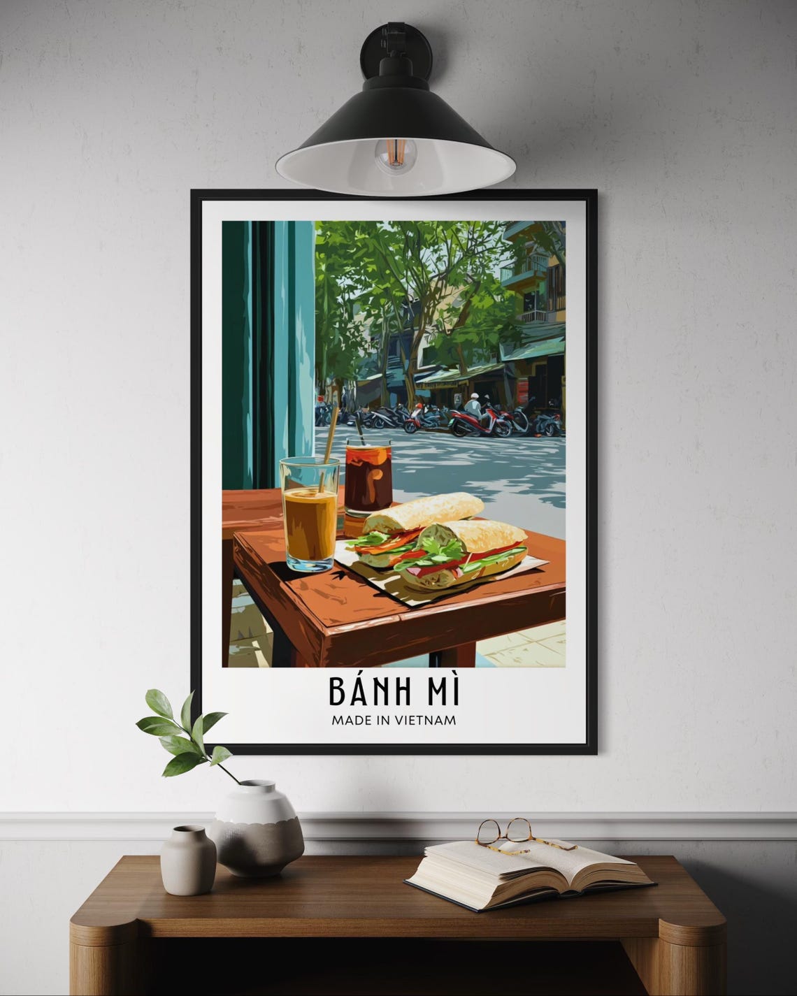Banh Mi Vietnamese Sandwich Street Cafe Scene Kitchen Poster Art