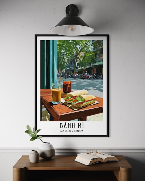 Banh Mi Vietnamese Sandwich Street Cafe Scene Kitchen Poster Art