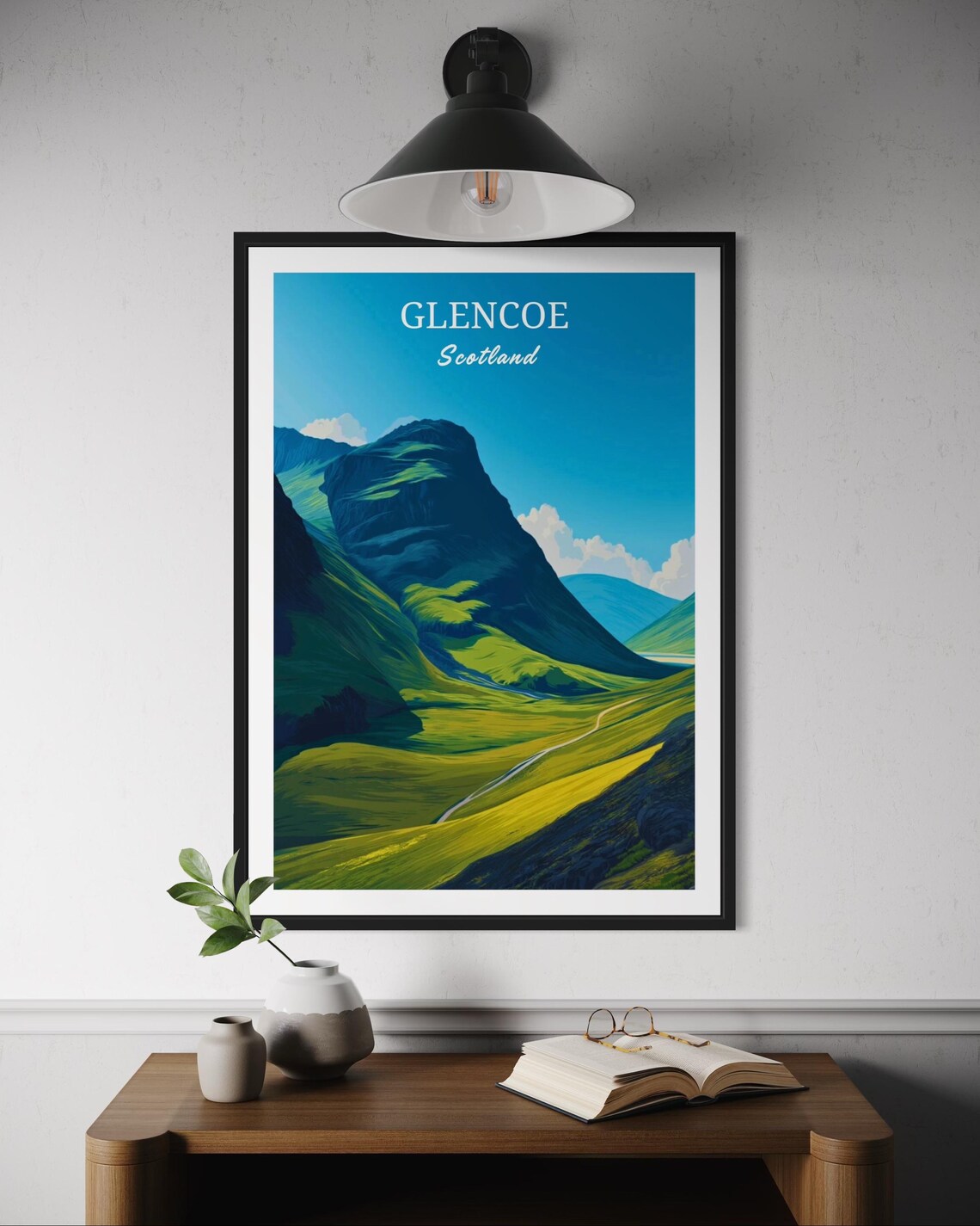 Glencoe Scotland Scottish Highlands Mountain Valley Travel Poster