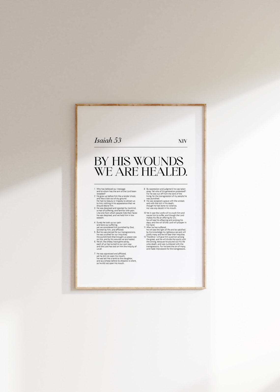 Isaiah 53 Chapter By His Wounds We Are Healed NIV Scripture Poster - Image 2
