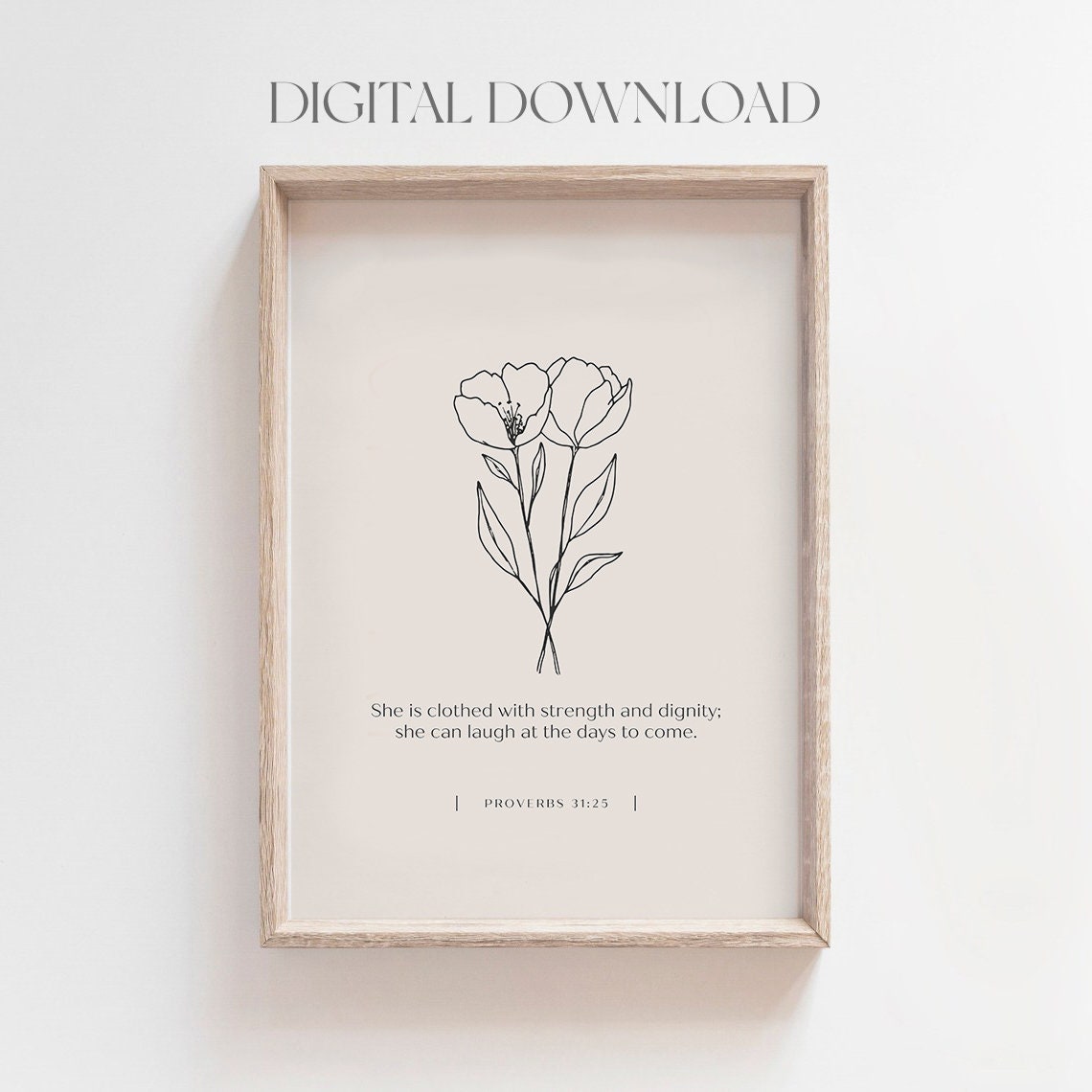 Proverbs 31 25 She Is Clothed With Strength Dignity Floral Poster - Image 2