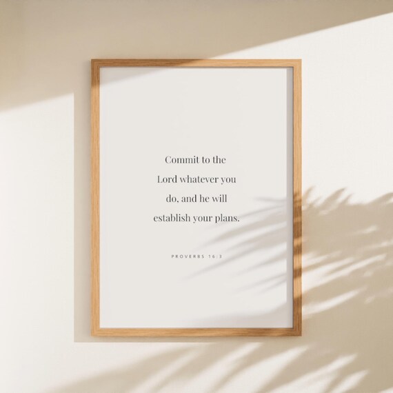 Commit to the Lord Proverbs 16:3 Minimalist Scripture Poster