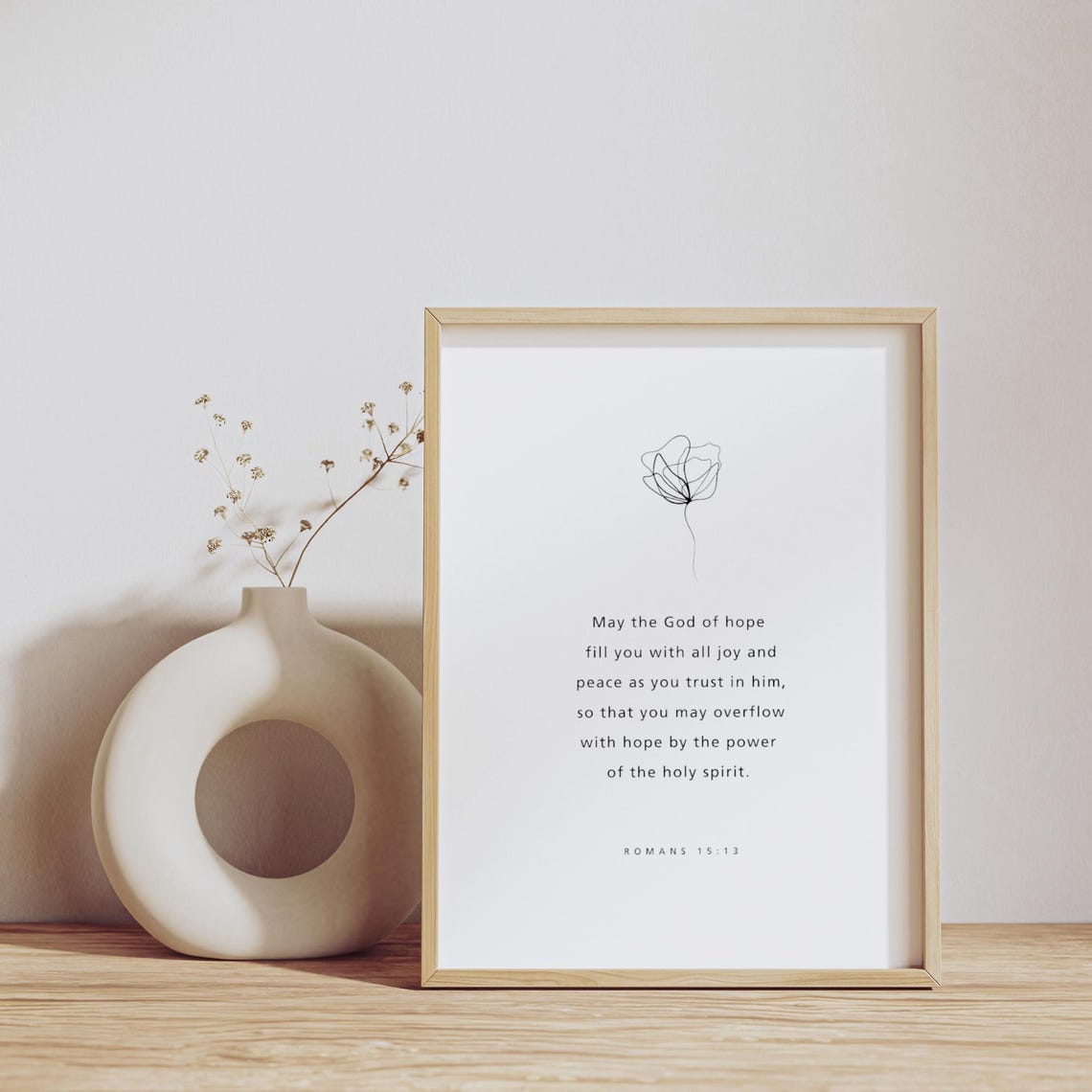 Romans 1513 May The God Of Hope Fill You With All Joy Bible Verse Scripture Wall Art Modern Prints Decor