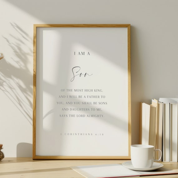 2 Corinthians 618 I Am A Son Of The King Scripture Wall Art Christian Nursery Boy Prints Bible Verse