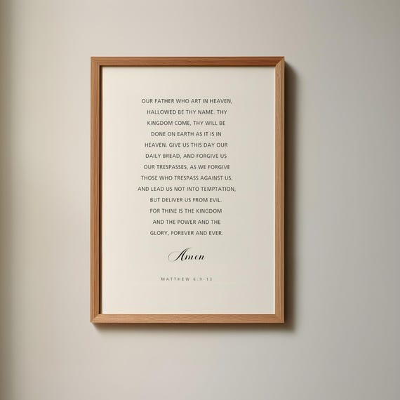 Matthew 6913 The Lords Prayer Wall Art Christian Home Decor Prints Bible Verse