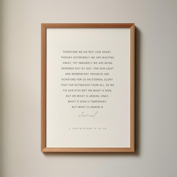 2 Corinthians 4 16 18 Eternal Glory Scripture Minimal Faith Poster
