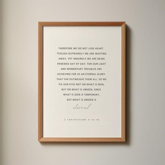2 Corinthians 41618 Therefore We Do Not Lose Heart Bible Verse Modern Christian Wall Art Baptism Gift Scripture